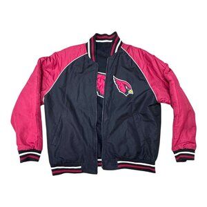 G-III Apparel NFL Arizona Cardinals Black Red Varsity Jacket XL Reversible READ